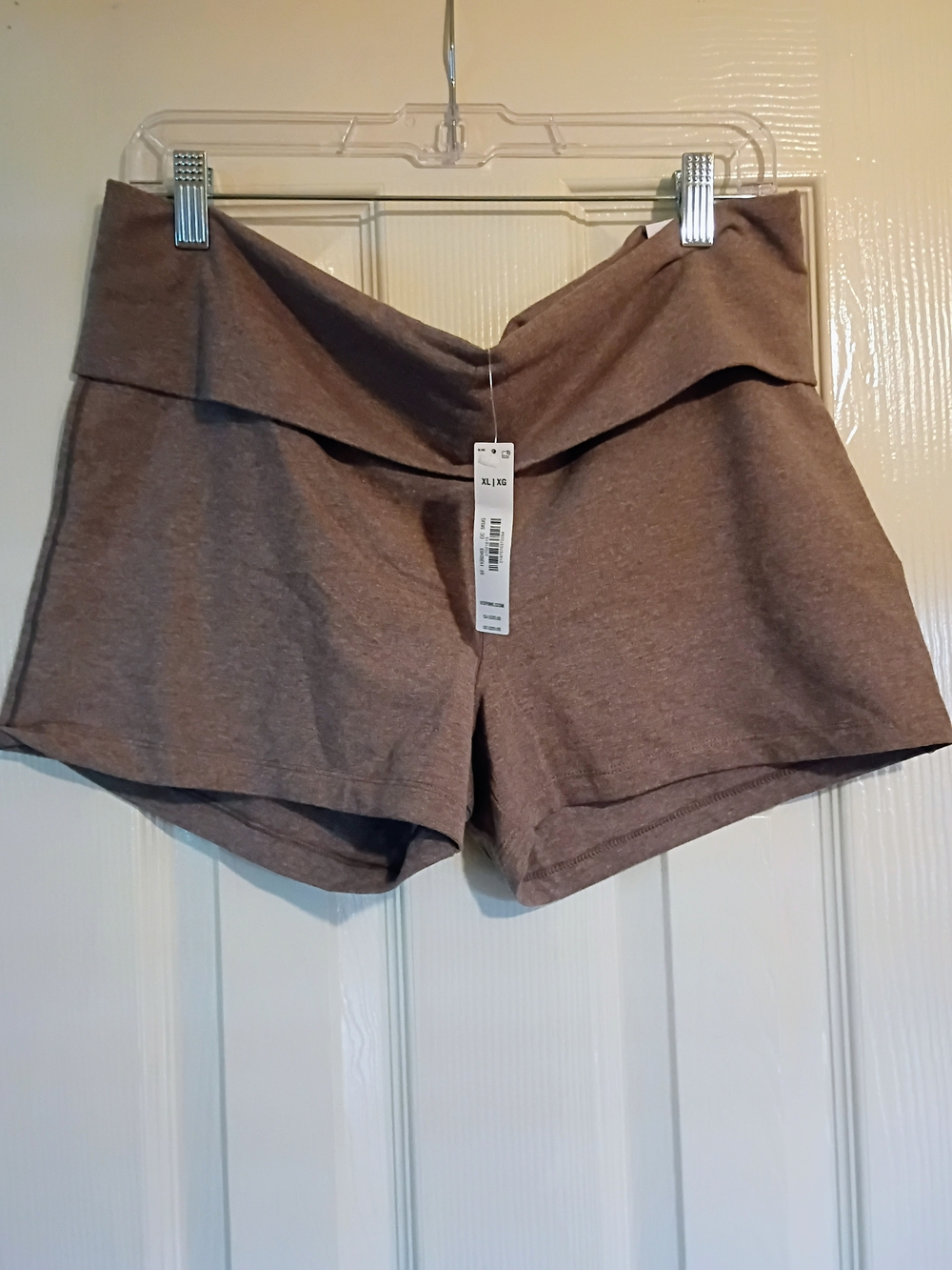 Pink VS Women’s Fold-Over Waist Knit Shorts — Taupe